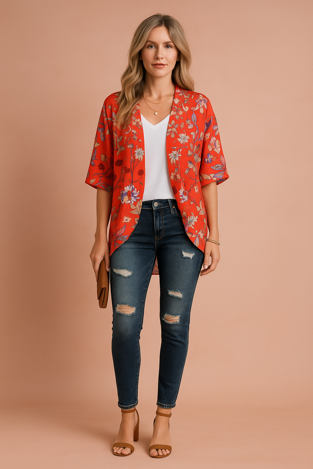 Lekkie kimono damskie z wyrazistym wzorem