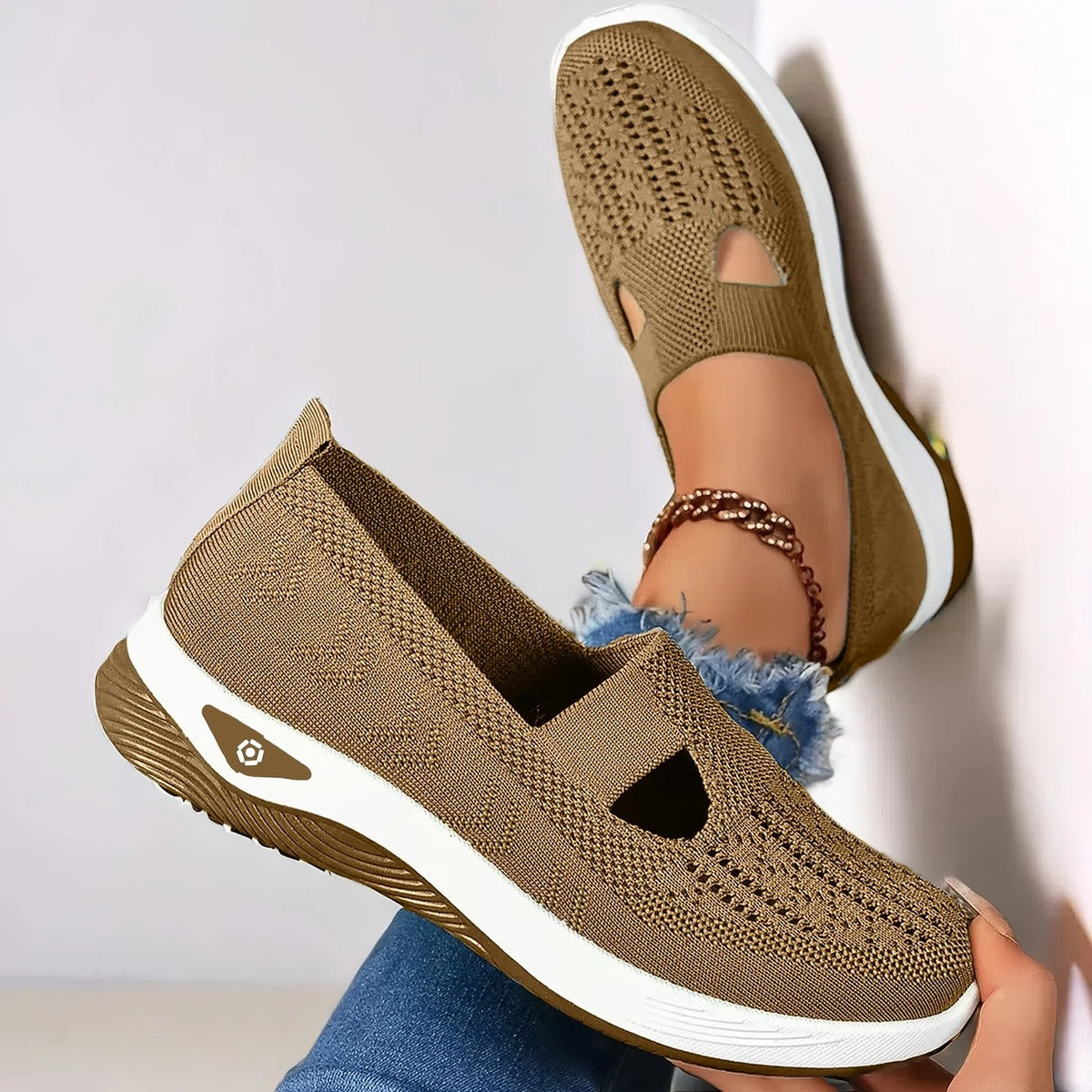 Oddychające damskie buty ortopedyczne ze wsparciem łuku stopy - Khaki