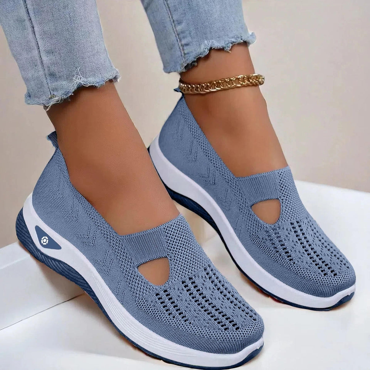Oddychające damskie buty ortopedyczne ze wsparciem łuku stopy - Denim niebieski