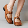 Eleganckie damskie buty wiosenne z regulowanymi paskami - Brązowy