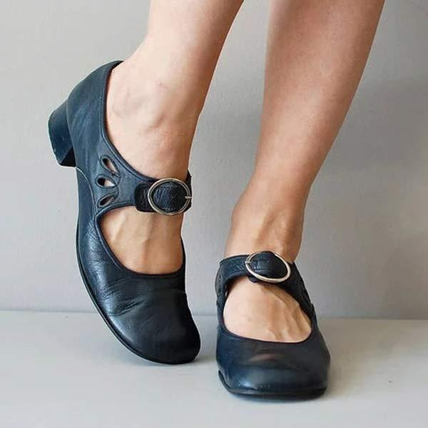 Eleganckie damskie buty wiosenne z regulowanymi paskami - Niebieski