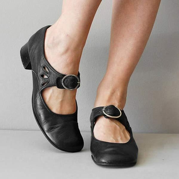 Eleganckie damskie buty wiosenne z regulowanymi paskami - Czarny