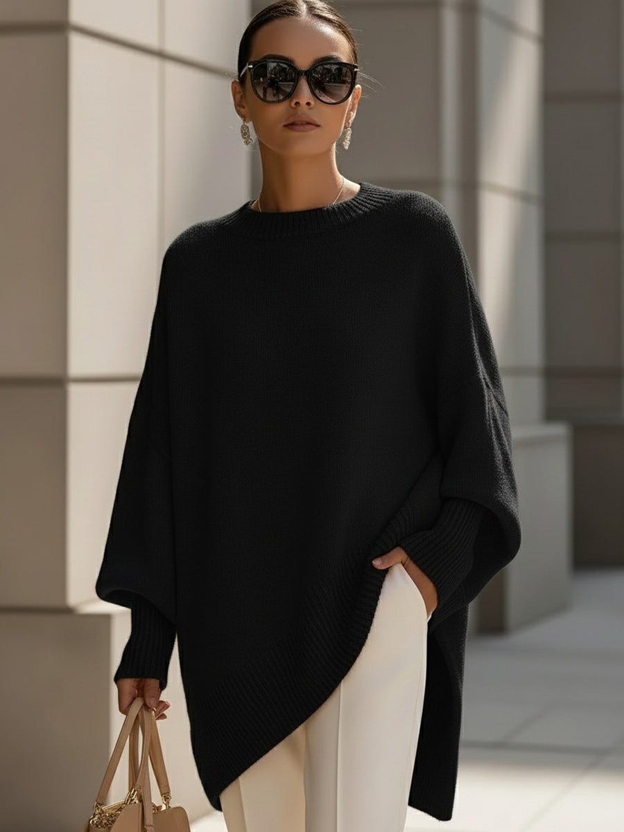 Damski sweter oversize z asymetrycznym dołem