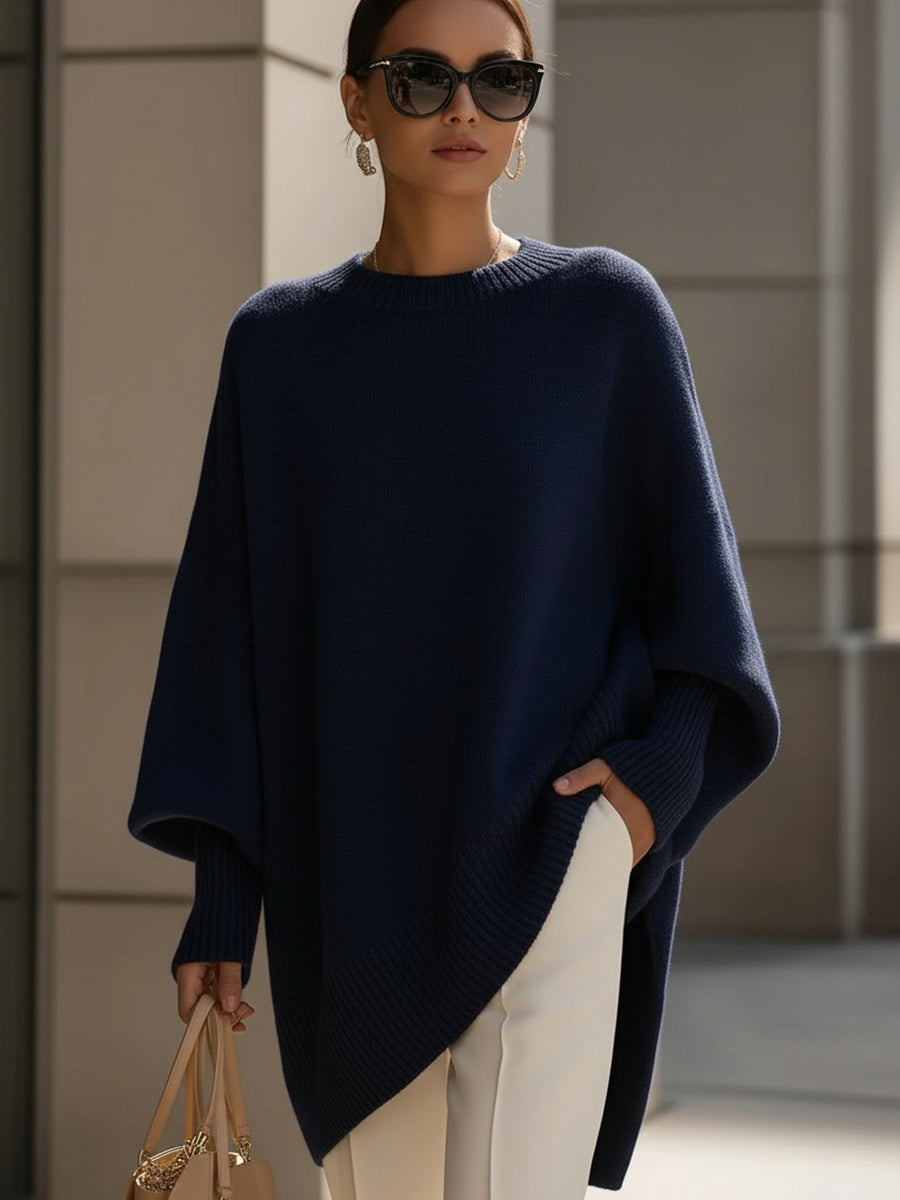 Damski sweter oversize z asymetrycznym dołem