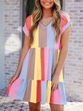 Letnia sukienka maxi w stylu boho z dekoltem V - Wielokolorowy